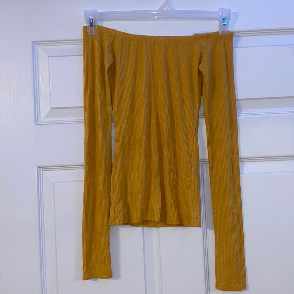 Hollister Mustard Yellow Off The Should Top